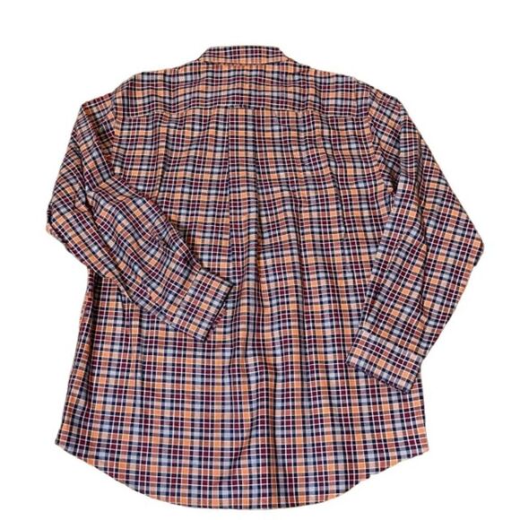 Orvis Button Down Plaid Checked Shirt Wrinkle Free Orange Navy Red Size Large - Picture 4 of 9
